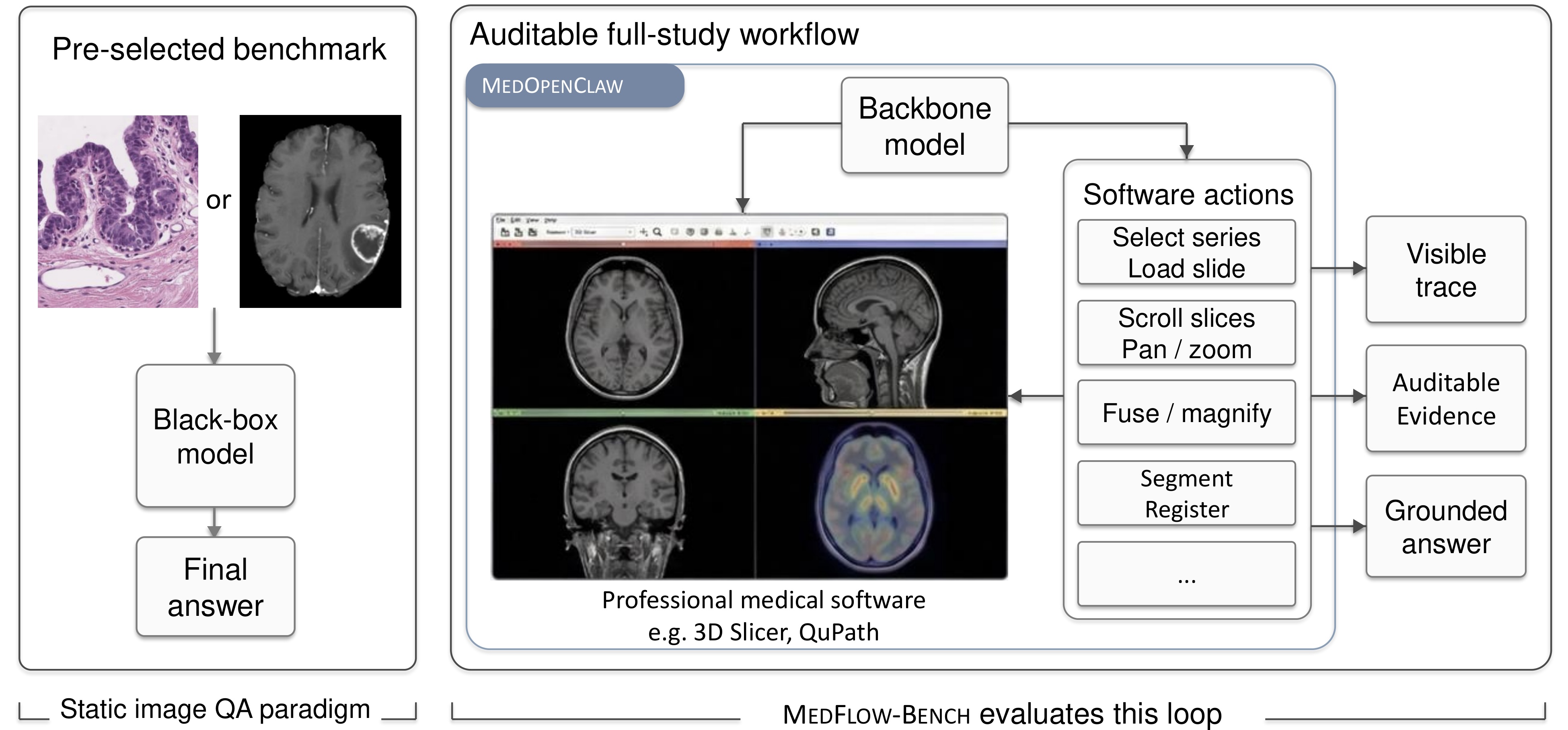 MedFlowBench full-study evaluation overview